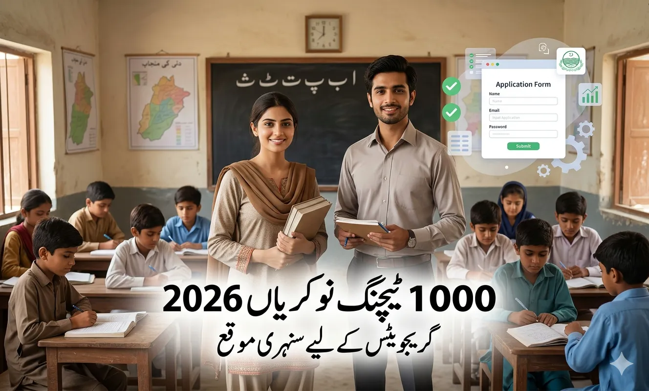 Literacy Department Teaching Seats 2026 Pakistan showing teachers with students in classroom and government job opportunity