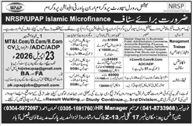 NRSP UPAP Islamic Microfinance Jobs 2026 highlighting Management Trainee positions and Accounts Staff vacancies in Pakistan for fresh graduates.